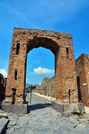 Ruins of Ancient Roman city of Pompeii Italy, was destroyed and buried with ash after Vesuvius eruption in 79 ADのeditorial素材