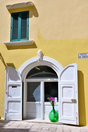 restaurant in the historic center Gallipoli Italyの写真素材