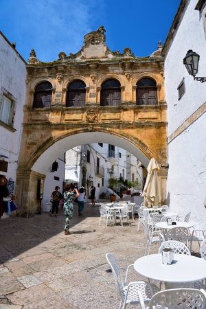 The Episcopal Palace of Ostuni is a 16 th century building, but completely restored in the Rococo style during the 18th century - May 2 2018 Ostuni Puglia Italyのeditorial素材