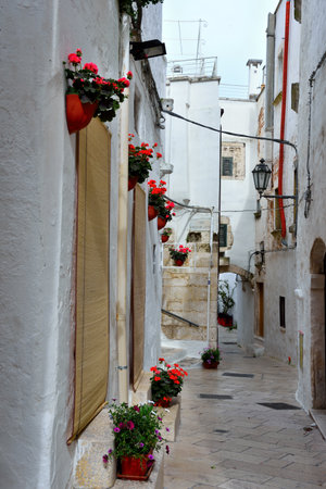 Typical houses in the village of Ostuni, Puglia, Italyの写真素材