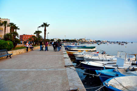 promenade by the sea at the marina April 29 2018 Porto Cesareo Italy