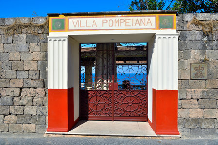 entrance to a luxury hotel and restaurant overlooking the sea with breathtaking views September 30 2018 Sorrento Italyのeditorial素材