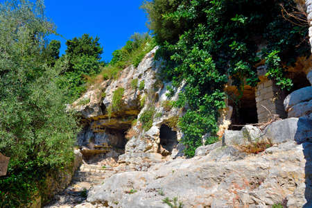 archaeological area of ispica quarry, modica sicily italyの写真素材