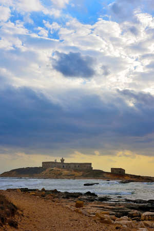island of the currents (isola delle currents) on the Ionian coast, located in the territory of the municipality of Portopalo, syracuse sicily italyのeditorial素材