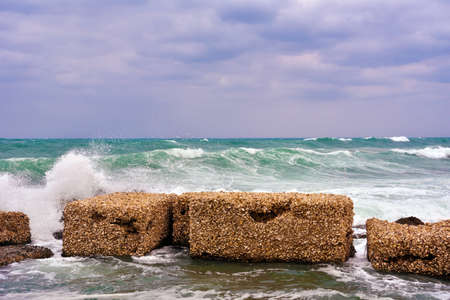 the rough sea at marzamemi Sicily Italy