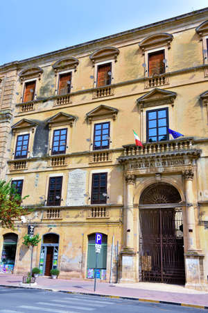 historic building of public education September 19 2018 Modica Italyのeditorial素材