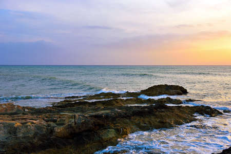 sunset in punta braccetto beach, ragusa, sicily, italy