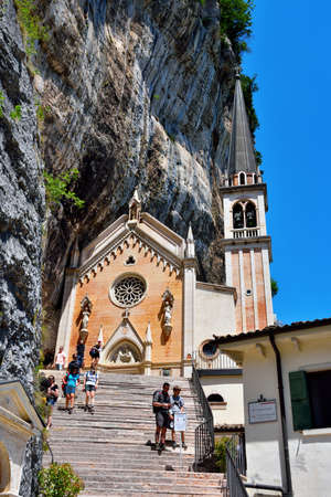 Sanctuary of the Madonna della Corona destination for many tourists and pilgrims June 27 2021 Ferrara di monte baldo (VR) Italyのeditorial素材