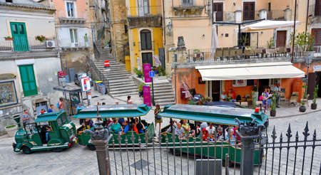 train ride around the historic center for tourists September 21 2018 Ragusa Italyのeditorial素材