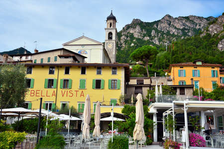 glimpse of the Lombard village on the lake, which is the destination of many tourists 28 Aug 2021 Limone sul garda Italyのeditorial素材