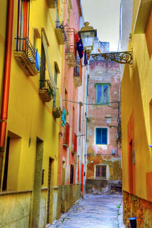 ancient houses in the old town of trapani Sicily Italyの写真素材