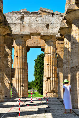 the temple of Neptune It was built in the Doric order around 460â450 BC Paestum Italyの写真素材