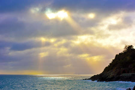 sunset on the sea in Varazze Italy