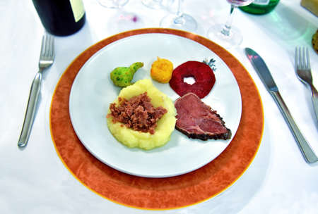 typical dish of Ferrara boiled meatの写真素材