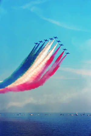 Frecce Tricolori the maneuvers of the Aerobatic Team that returns to fly in the sky of the Ligurian...