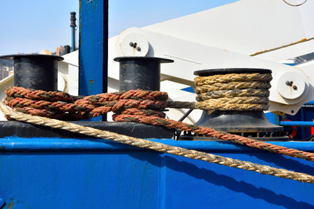 mooring with ropes of a ship Genoa Italy
