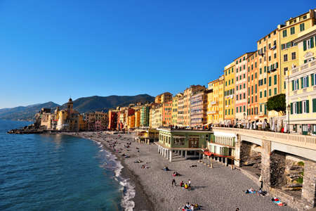 the Ligurian village of Camogli with its suggestive beach 28 Feb 2022 Genoa Italy
