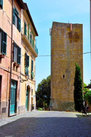 the historic center of Tuscania Italyの写真素材