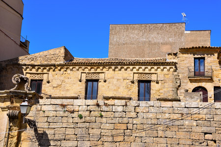 pollicarini palace15th century enna sicily italyの写真素材