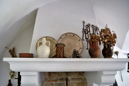 View inside the trullo Sovrano (museum) May 1 2017 Alberobello Puglia Italyのeditorial素材