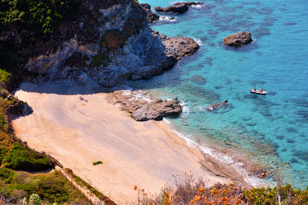 the coast and the sea at capo Vaticano Calabria Italyの写真素材