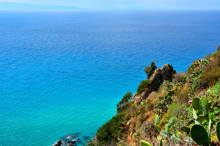 the coast and the sea at capo Vaticano Calabria Italyの写真素材