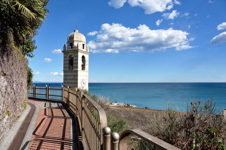 Roman walk in Celle Ligure Liguria Italyの写真素材