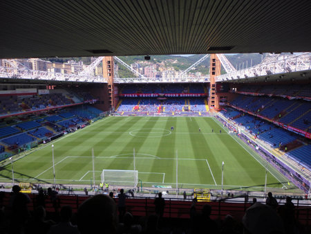 ferraris stadium di marassi Serie B championship football match between Genoa CFC and Ascoli at Ferraris stadium with the club returning to Serie A 6 May 2023 Genoa Italyのeditorial素材