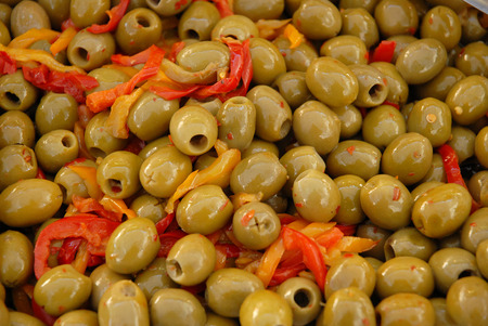 Seasoned olives at the marketの写真素材