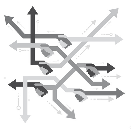 Vector info graphic background handshake with arrows. Flat designのイラスト素材