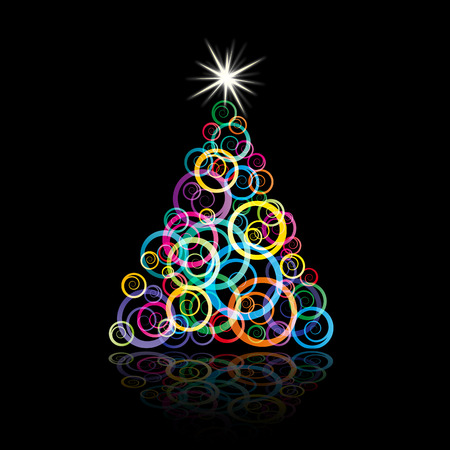 Greeting of Christmas. Christmas tree with curlsのイラスト素材