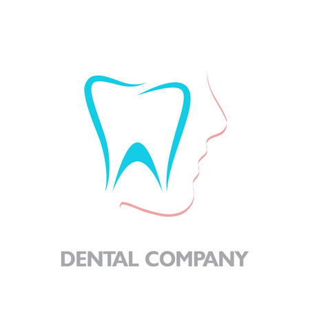 Vector sign dentist, blue tooth and pink faceのイラスト素材