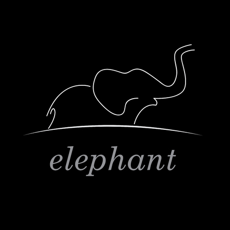 Vector sign elephant, drawing on black backgroundのイラスト素材