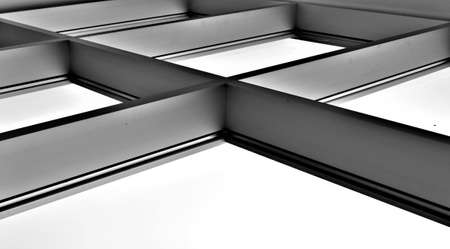 Abstract architectural minimalistic interplay of lines rectangle shapes with white empty spacesの写真素材