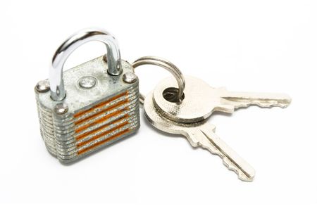 Lock and keys isolated on white background.