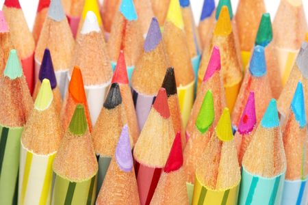 Close up of color pencils with different colors.の写真素材