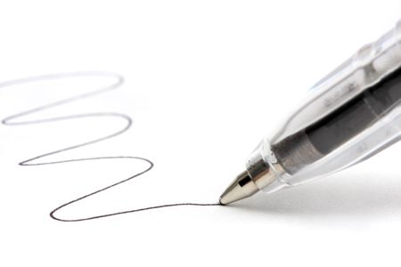 Drawing s-curve line using ball point pen.の写真素材