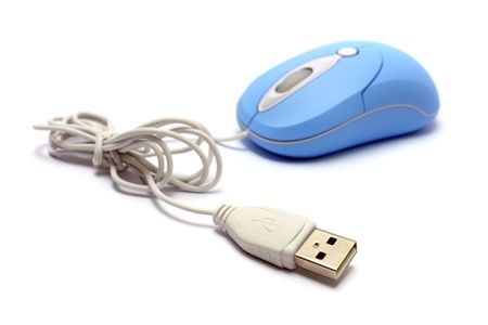 Close up of USB optical mouse isolated on white background.の写真素材