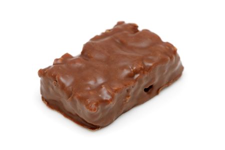 Milk chocolate bar isolated on white background.