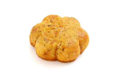 A flower shape cookie isolated on white background.