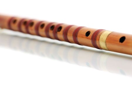 A dizi (Chinese transverse flute) isolated on white background.の写真素材