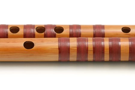 A dizi (Chinese transverse flute) isolated on white background.の写真素材
