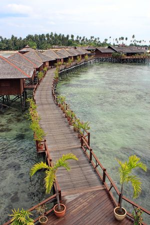 View of Sipdan water village resort at Mabul Island.の写真素材