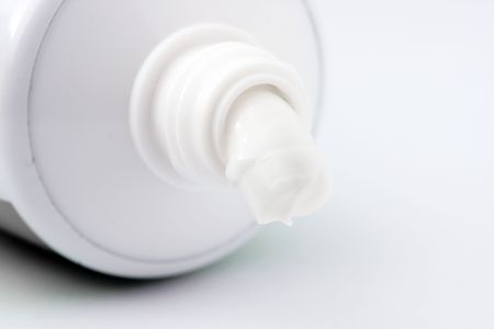 Close up of tooth paste over white background.の写真素材