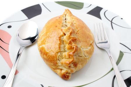 A chicken puff isolated over white background.の写真素材