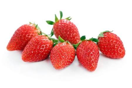 Close up of Korea strawberry isolated over white background.の写真素材