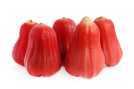 Five water apples isolated on white background.の写真素材