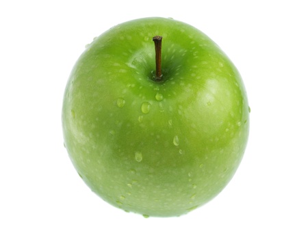 A green apple isolated on white background.の写真素材