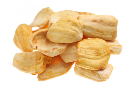 Close up of a pile of dried jackfruit chips の写真素材
