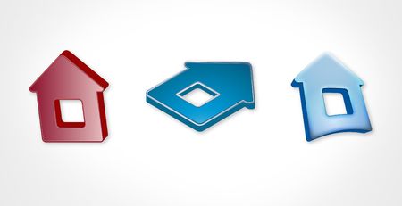 Three icons houses web sign design elementの写真素材
